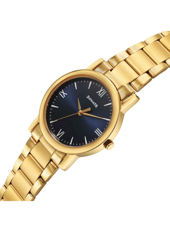 Sonata 7987YM14 Men's Watch – Blue Dial, Gold Stainless Steel Strap, Quartz, 3 ATM Water Resistance - Image 2