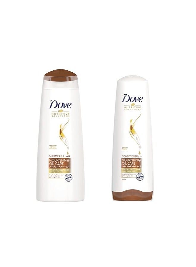 Dove Shampoo Nourishing Oil Care 350ML + Dove Conditioner Nourishing Oil Care 350ML (Packaging may vary) - Image 2