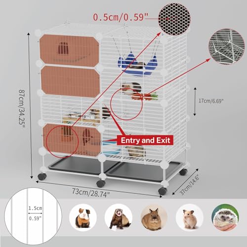 STILLCOVE Medium Guinea Pig Cages Indoor: 4-Tier C&C Rabbit Cage Small Animal Cage on Wheel with Removable Tray for Bunny Hamster Ferret Rat Chinchilla Hedgehog - Image 2