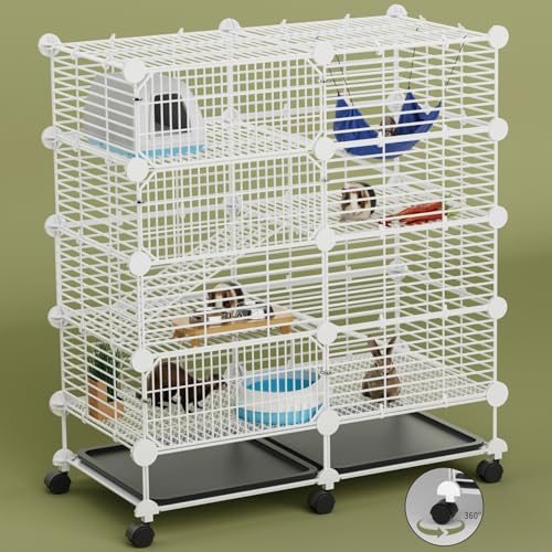 STILLCOVE Medium Guinea Pig Cages Indoor: 4-Tier C&C Rabbit Cage Small Animal Cage on Wheel with Removable Tray for Bunny Hamster Ferret Rat Chinchilla Hedgehog - Image 1