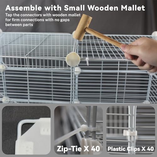 STILLCOVE Medium Guinea Pig Cages Indoor: 4-Tier C&C Rabbit Cage Small Animal Cage on Wheel with Removable Tray for Bunny Hamster Ferret Rat Chinchilla Hedgehog - Image 3