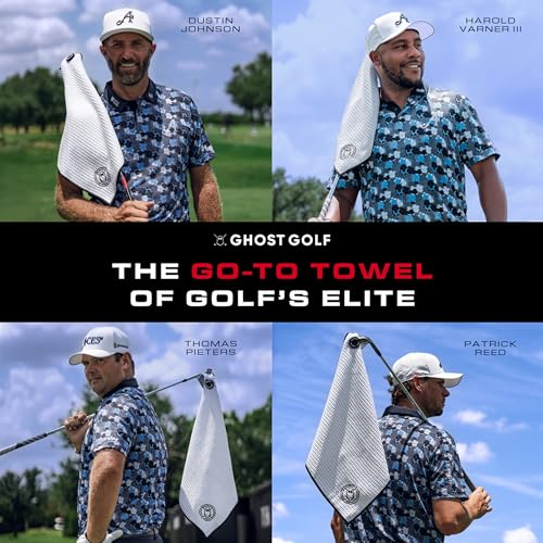 Ghost Golf Magnetic Towel (Greenside) - Premium Ultra-Absorbent Microfiber Golf Towel with Magnet for Golf Carts or Clubs - 18" x 18" Golfing Gear - Waffle Weave Pattern (White) - Image 3