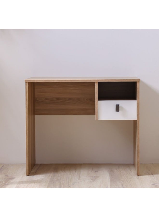 DANUBE HOME Sacramento Study Desk with Drawer Modern Wooden Writing Desk for Home Office, Small Desk with Storage, Compact Study Desk for Students & Professionals - Beige / Oak  - Image 2