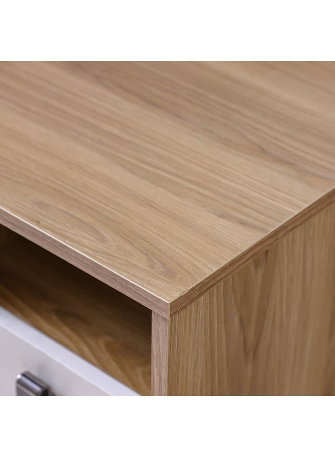 DANUBE HOME Sacramento Study Desk with Drawer Modern Wooden Writing Desk for Home Office, Small Desk with Storage, Compact Study Desk for Students & Professionals - Beige / Oak  - Image 5