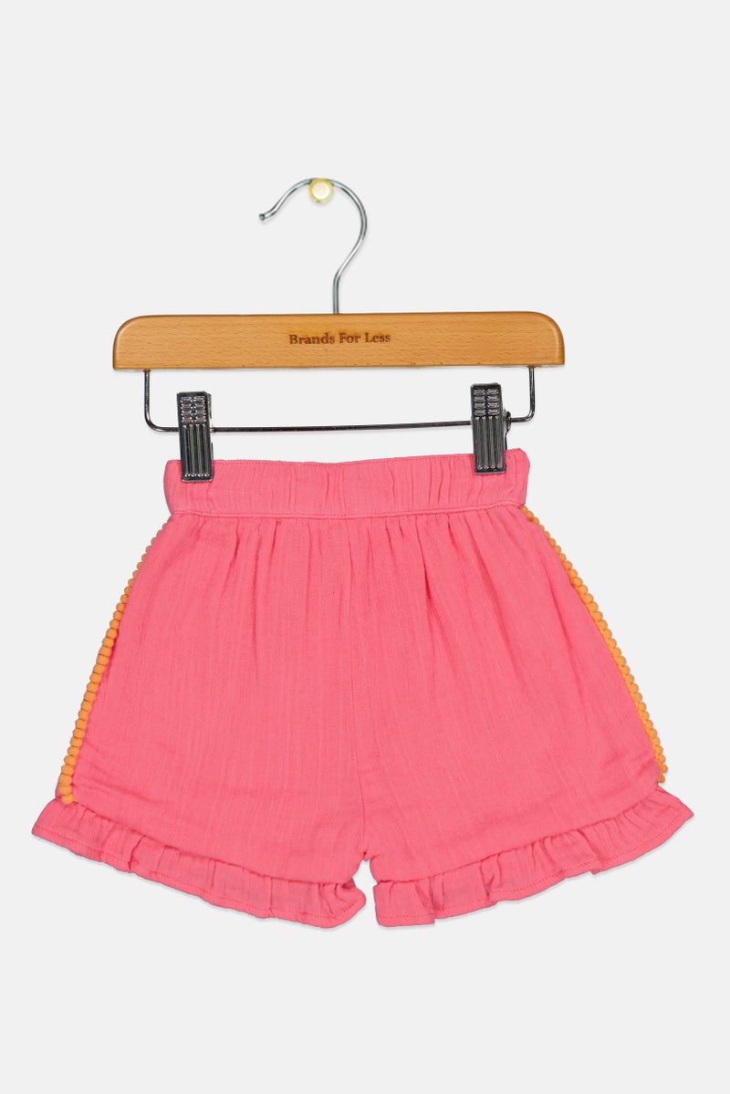 Hamleys Toddlers Girl Pull On Embroidered Shorts, Pink - Image 2