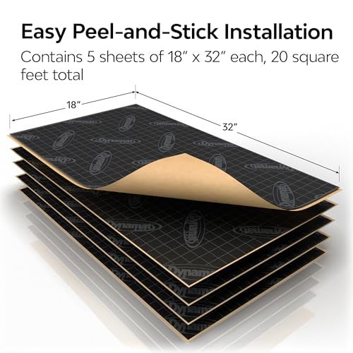 Dynamat Xtreme Sound Deadening Car Insulation Trunk Kit 19405 – Pre Cut Noise Dampening to Help Your Subwoofer Perform – Easy Self Adhesive Install – Made in USA – 5 Sheets 18”x32”, 20 sq ft total - Image 4