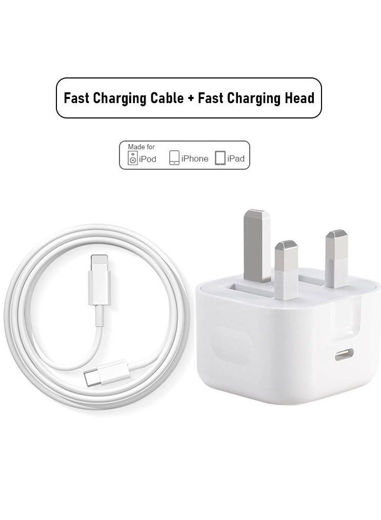 Charger With USB C Port 20  Watt with 1M iPhone Fast Charging Cord Type C to C  all USB C mobiles / Tabs  - Image 1