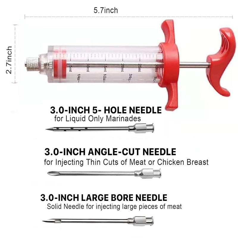 HKD Sales Injector for Meat, Meat Injector Syringe Marinade Turkey Seasoning Injector Syringe with Scales for Restaurant Hotel Home Kitchen BBQ Party Sauce Injector - Image 3