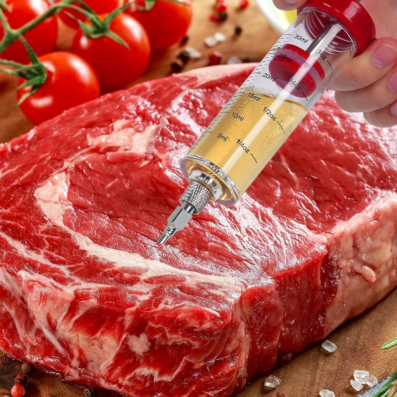 HKD Sales Injector for Meat, Meat Injector Syringe Marinade Turkey Seasoning Injector Syringe with Scales for Restaurant Hotel Home Kitchen BBQ Party Sauce Injector - Image 4