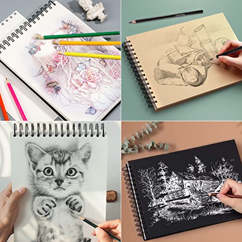 Heshengping, 41pcs Sketching Pencil Set Drawing Sketch Kit Graphite Charcoal Watercolor Pencils Blending Stumps 50page sketchbook, coloring book, Beginners Artist Teens and Adults - Image 5