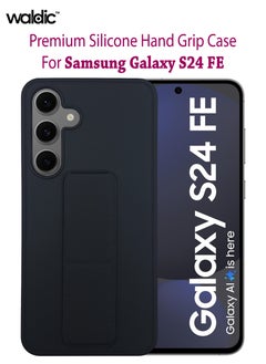 Waldic Samsung Galaxy S24 FE HAND HOLDER | Premium Silicone Magnetic Hand Grip Case Cover Designed for Samsung Galaxy S24 FE | Samsung Galaxy S24 FE Case Camera and Drop Protection Thin Protective Back Cover Case for Samsung Galaxy S24 FE - Black  - Image 1