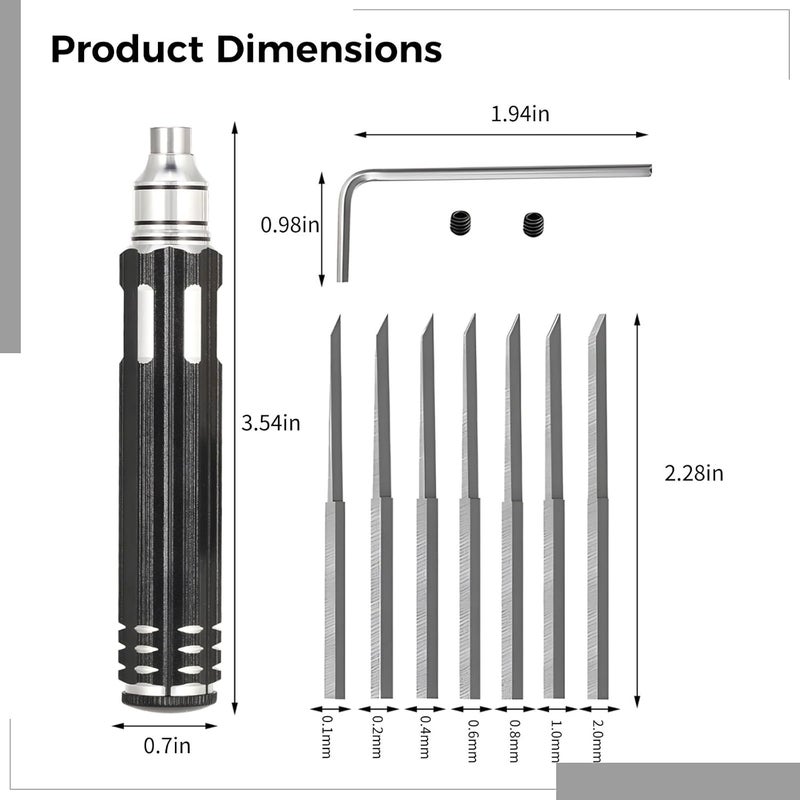 7 Pcs Model Scribing Tool Set, Model Detail Carving Kit, with 6 Steel Tips Precision Engraving Pen, Panel Line Marker Professional Grade for Scale Models - Image 3