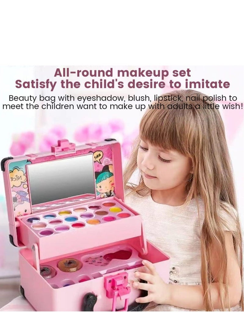 Generic - Kids Makeup Kit for Girl Washable Real Cosmetic, Safe & Non-Toxic Little Girls Makeup Set with Fashion Portable Makeup Box for 3-12 Year Old Kids Toddler Girl Toys Birthday Gift - Image 1