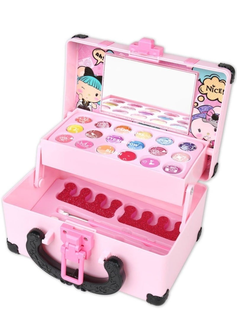 Generic - Kids Makeup Kit for Girl Washable Real Cosmetic, Safe & Non-Toxic Little Girls Makeup Set with Fashion Portable Makeup Box for 3-12 Year Old Kids Toddler Girl Toys Birthday Gift - Image 1