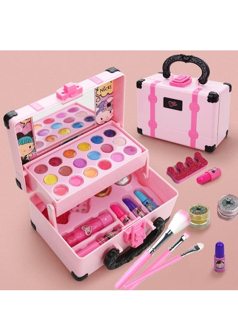 Generic - Kids Makeup Kit for Girl Washable Real Cosmetic, Safe & Non-Toxic Little Girls Makeup Set with Fashion Portable Makeup Box for 3-12 Year Old Kids Toddler Girl Toys Birthday Gift - Image 1