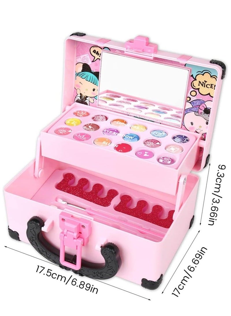 Generic - Kids Makeup Kit for Girl Washable Real Cosmetic, Safe & Non-Toxic Little Girls Makeup Set with Fashion Portable Makeup Box for 3-12 Year Old Kids Toddler Girl Toys Birthday Gift - Image 1