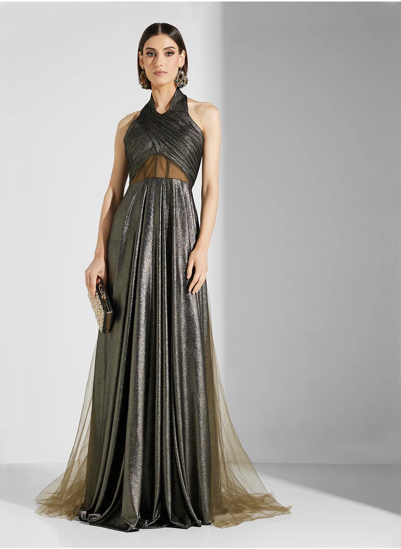 نمشي x Halter Neck Shimmer Dress