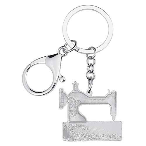 BONSNY Enamel Metal Novelty Sewing Machine Key Chains For Women Girl Gift Car Purse bag Rings Charms (Blue) - Image 5