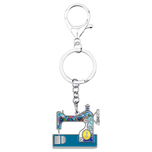 BONSNY Enamel Metal Novelty Sewing Machine Key Chains For Women Girl Gift Car Purse bag Rings Charms (Blue) - Image 4