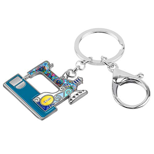 BONSNY Enamel Metal Novelty Sewing Machine Key Chains For Women Girl Gift Car Purse bag Rings Charms (Blue) - Image 2