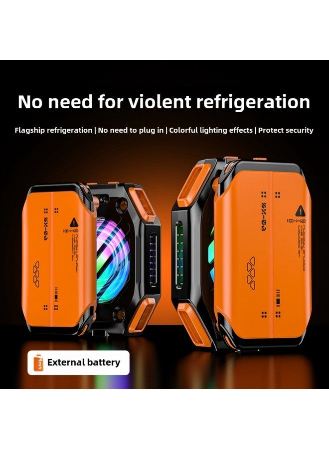 2024 X111 Mobile Phone Radiator Seven External Removable Battery Magnetic Semiconductor Cooling-Color:Orange Complete Set + Charging Compartment  - Image 2