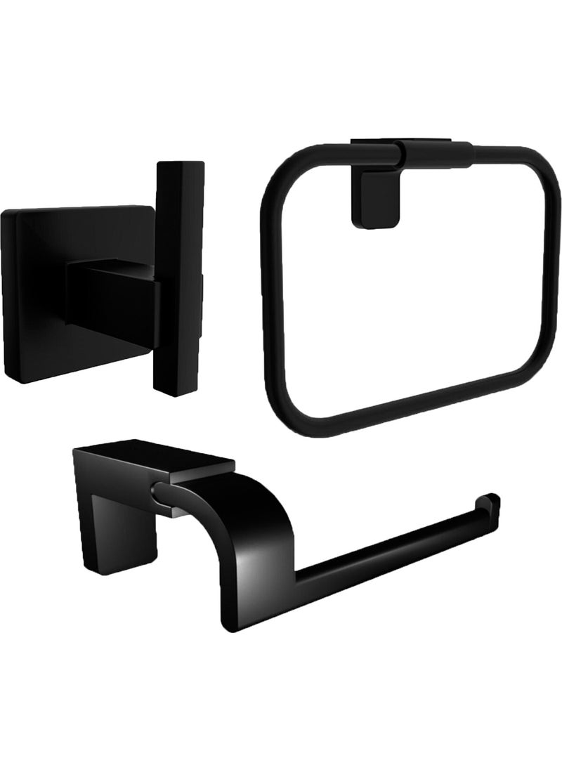 Black Lux 3-Piece Bathroom Set Open Toilet Paper Holder Hanger Round Towel Holder - pzsku/ZC8E97D6FEF9842353C3FZ/45/_/1725722248/b48642f8-72a5-4742-902b-f952cd8c3048