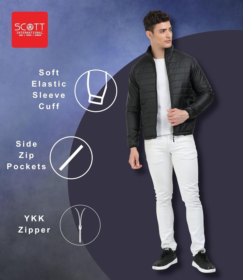 Scott International Winter Puffer Jacket | Mens Nylon Quilted standard length | Bomber Full Sleeve Monsoon | Lightweight Winter Wear Mens Jacket - Image 5
