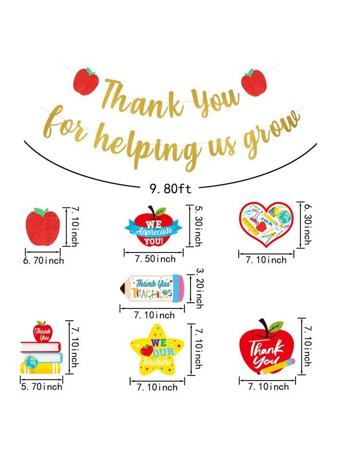 LeeSky Gold Glitter Thank You for Helping Us Grow Banner, Teacher Appreciation Party Decorations, Thankful Teacher Party Banner Thank You Teachers Banner for Gold Graduation Party Decorations 2023 - Image 4