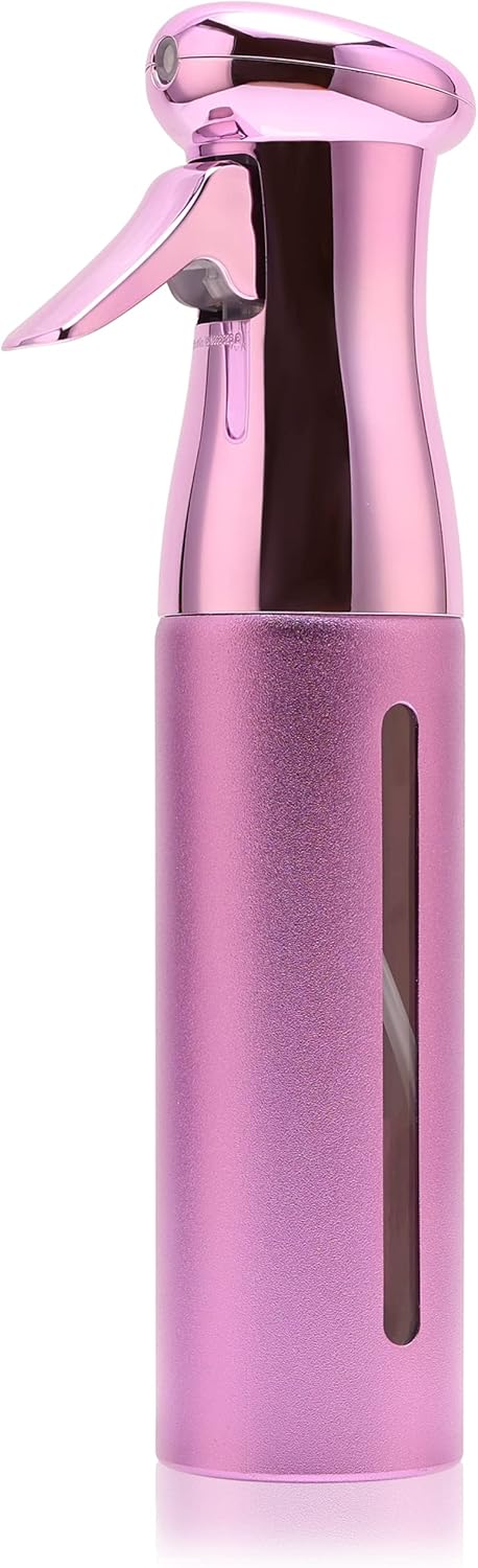 Salon Style Hair Spray Bottle Fine Mist Continuous Spray Bottle  10 Oz Luminous Aerosol Free Water Sprayer for Hairstyling Plants Cleaning Solutions Dispensing  Purple