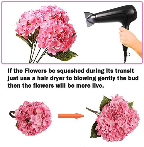 Louiesya Artificial Flowers Silk Hydrangea Flowers with 5 Big Heads Fake Flower Bunch Bouquet for Home Wedding Party Decor DIY (White, 5 Flower Heads) - Image 3