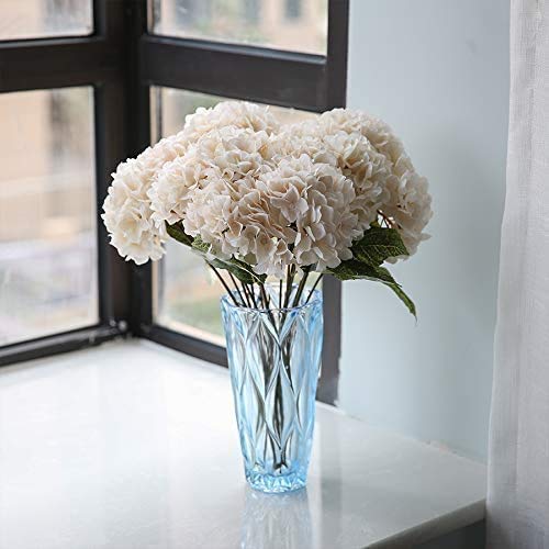Louiesya Artificial Flowers Silk Hydrangea Flowers with 5 Big Heads Fake Flower Bunch Bouquet for Home Wedding Party Decor DIY (White, 5 Flower Heads) - Image 5
