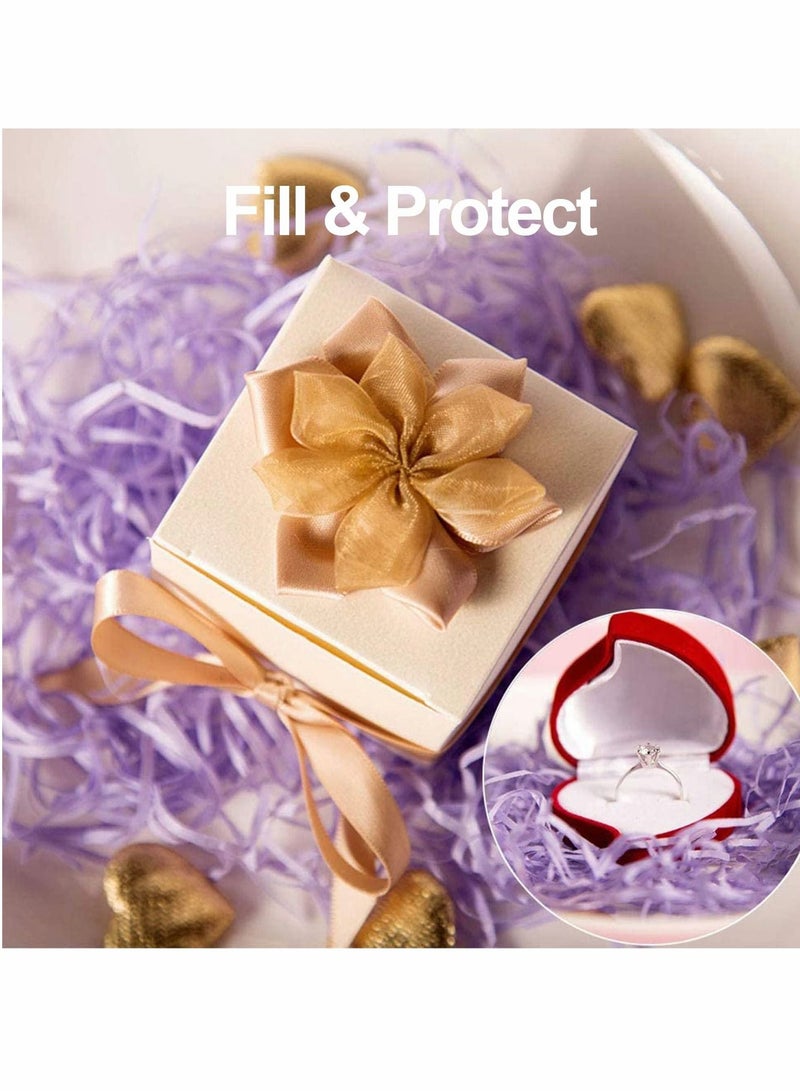 KASTWAVE Basket Grass Craft Shredded Tissue Paper Shred Filler Raffia Paper Shreds (100g) for Gift Wrapping & Basket Filling Gift Decoration and Gift Packaging, Light Purple - Image 3