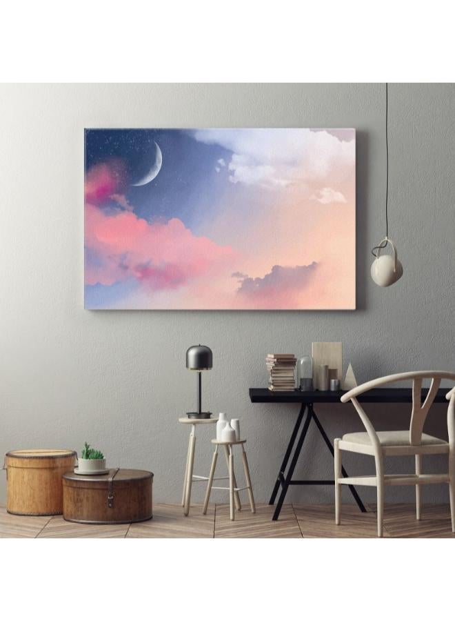 هوم جاليري لوحة جدارية قماشية مرسومة باليد بألوان مائية باستيل سكاي مطبوعة - Image 2