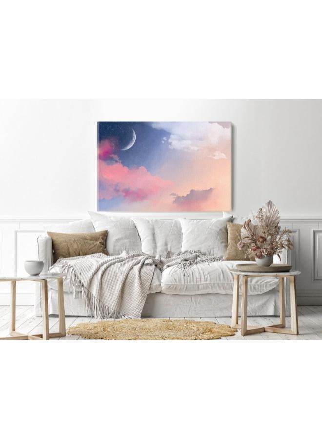 هوم جاليري لوحة جدارية قماشية مرسومة باليد بألوان مائية باستيل سكاي مطبوعة - Image 3