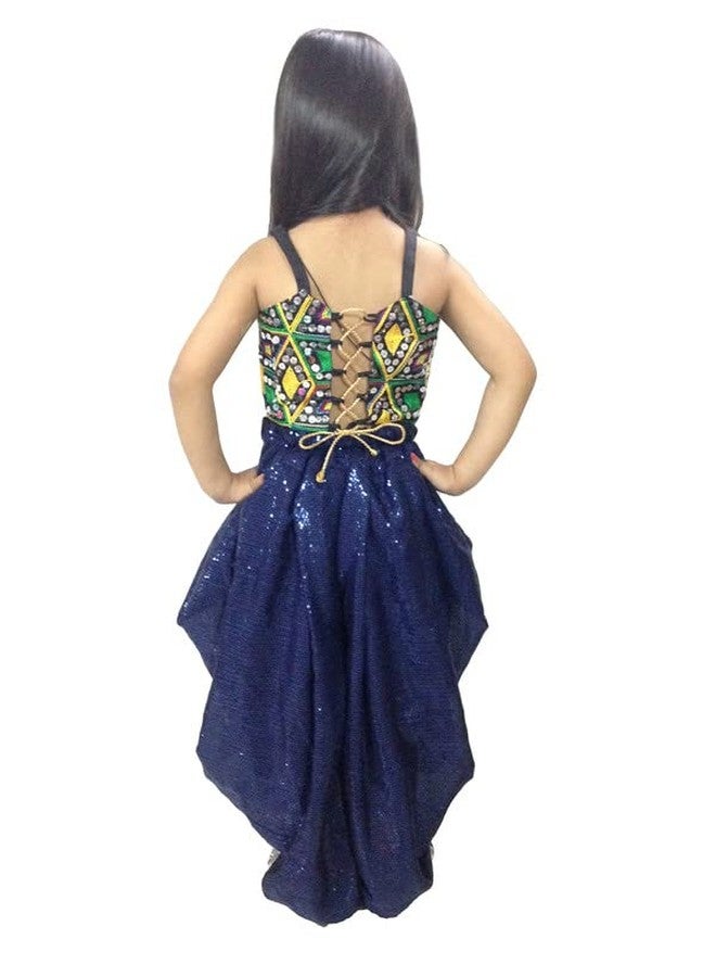 Aglare Girls indowestern dhoti suit, suite,girls suit salwar,Dhoti with dori Blouse,STITCHEDR Blue - Image 3