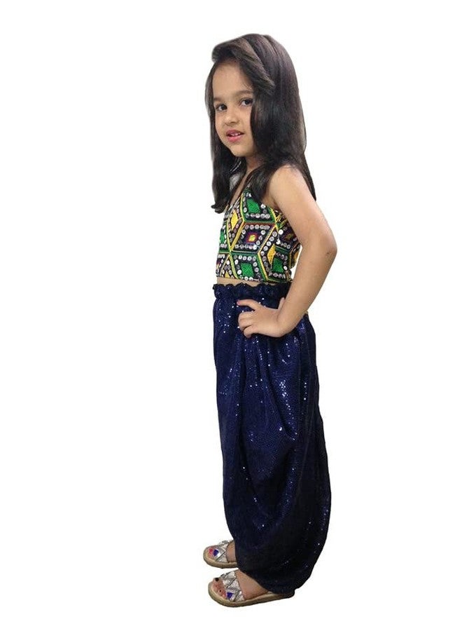 Aglare Girls indowestern dhoti suit, suite,girls suit salwar,Dhoti with dori Blouse,STITCHEDR Blue - Image 4