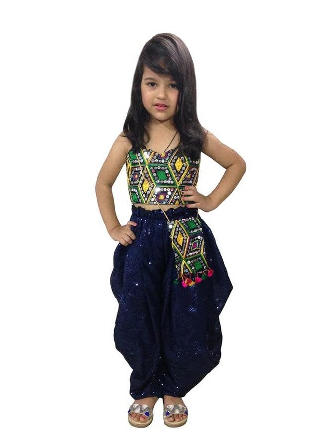 Aglare Girls indowestern dhoti suit, suite,girls suit salwar,Dhoti with dori Blouse,STITCHEDR Blue - Image 2