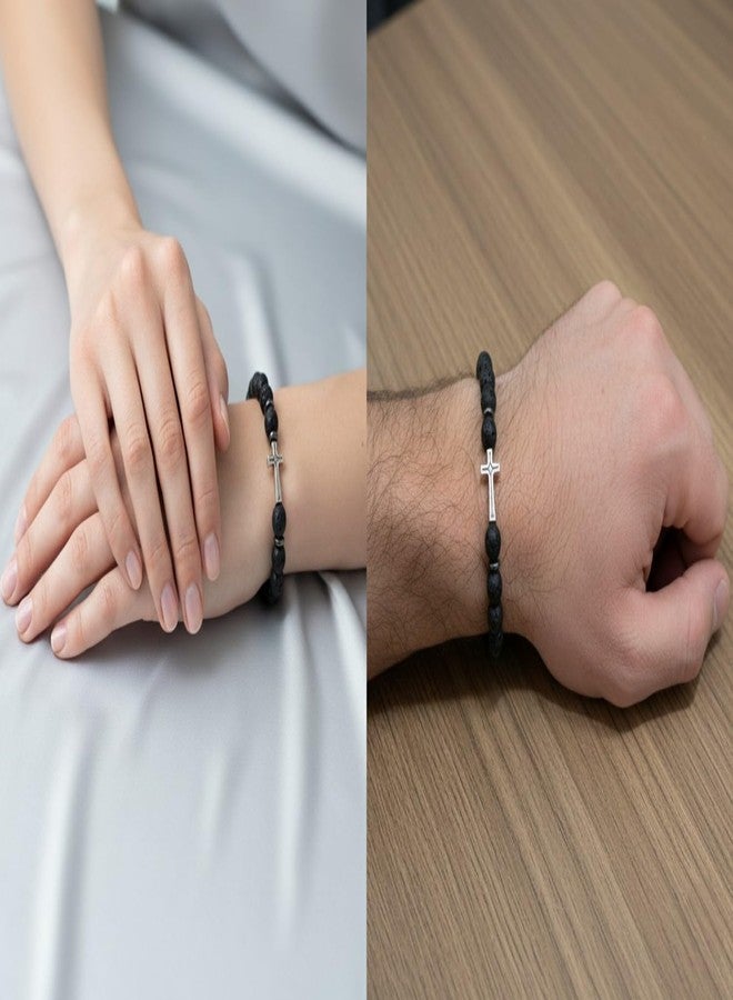 ANAIZA Natural Stone Wooden Beaded Bracelet Christian Jesus Cross -Handmade Fashion Bracelet For Men & Women- Adjustable Bracelet - Image 5
