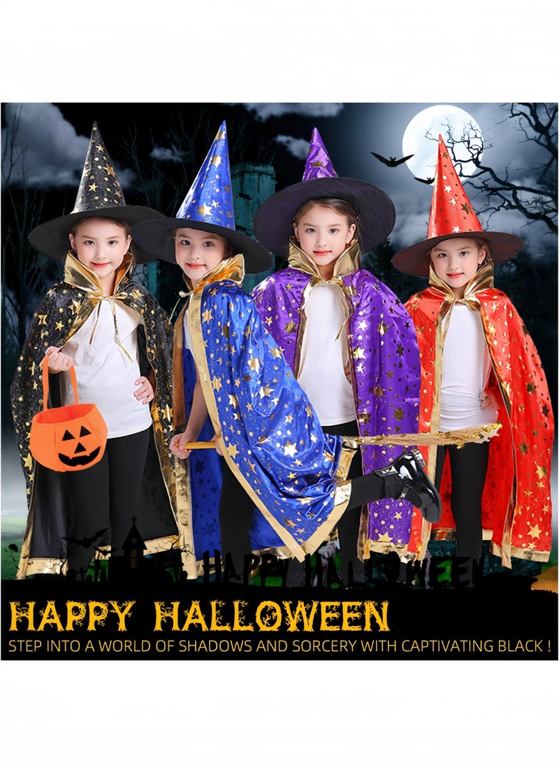 GGEROU Halloween Wizard Costume Children's Halloween Costume with Hat Wizard Cape Witch Cape for Children Boys Girls Cosplay Party Purple - Image 4