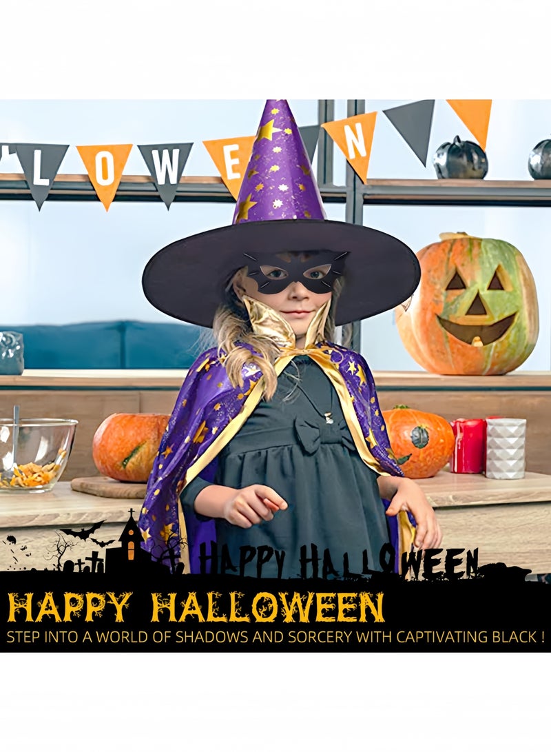 GGEROU Halloween Wizard Costume Children's Halloween Costume with Hat Wizard Cape Witch Cape for Children Boys Girls Cosplay Party Purple - Image 5