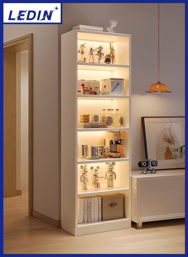 LEDIN Storage rack household bookshelf simple floor-to-ceiling storage aisle cabinet living room multi-layer corner bookcase (180x24x40cm) - Image 1