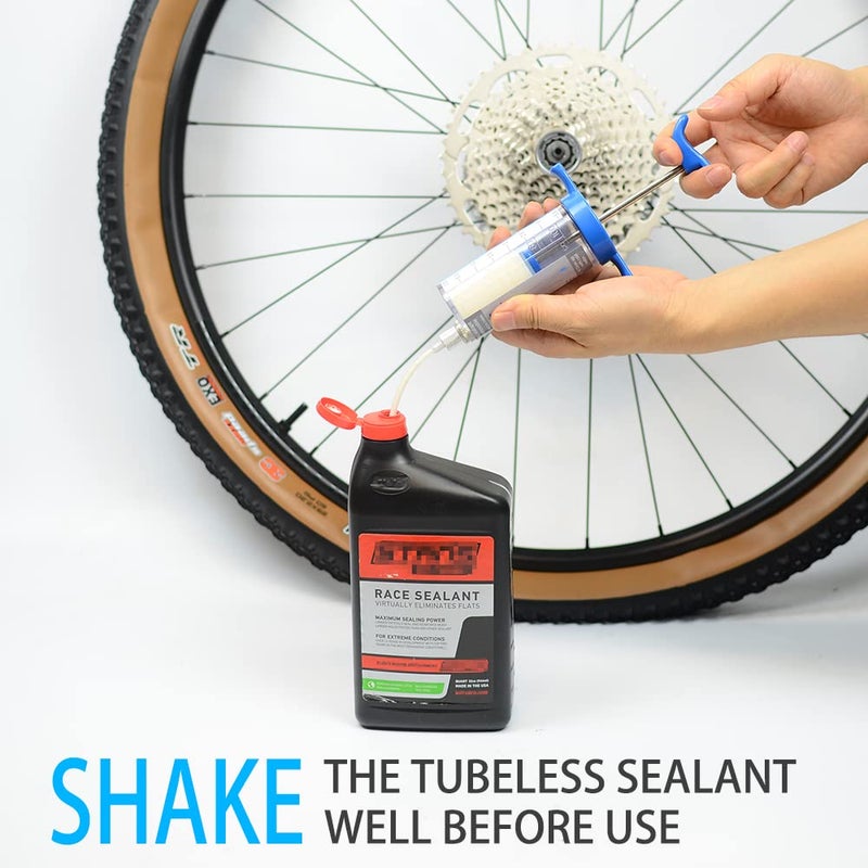 BriskMore Tubeless Sealant Injector for Tubeless Bike Tires,Cycling Sealant Syringe Capacity 100cc, 2 Tube Options Suitable for No Tubes Sealant and Other Any Sealants, Easy to Use &Clean Up - Image 2