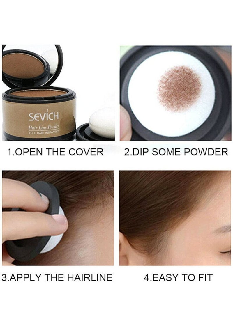 Sevich Hairline Powder, Waterproof Hair Fiber Instant Hair Shadow, Portable Quick Magical Hair Fluffy Powder, Hair Color Dye Forehead Hair Line Filling Powder For Bald Spot Cover Up, (`1pc, Brown 2)  - Image 3