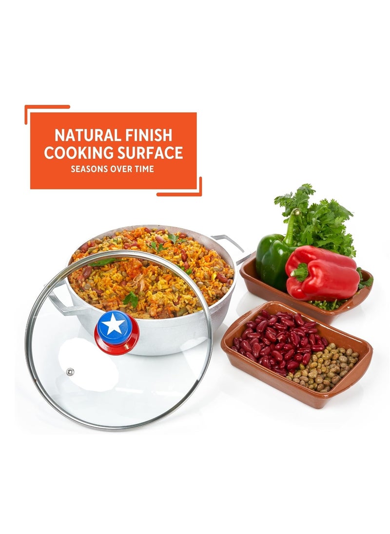 Imusa IMUSA 3.7qt Boricua Cast Aluminum Caldero with Glass Lid  - Image 4