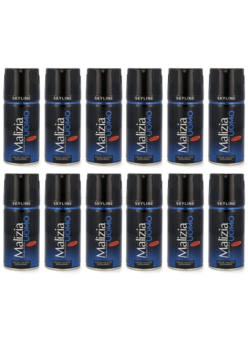 Malizia Uomo Deodorant Skyline Body Spray 150ml (Pack of 12) - Image 1