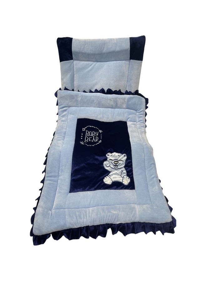 PINKS & BLUES Pinks and Blues Full Sleeping 5 Piece Baby Bedding Set with Two Bear Shape Side Pillows (0-48 Months) (Sky Navy) - Image 4