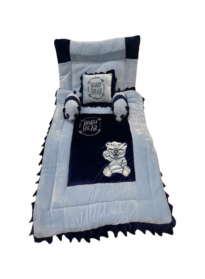 PINKS & BLUES Pinks and Blues Full Sleeping 5 Piece Baby Bedding Set with Two Bear Shape Side Pillows (0-48 Months) (Sky Navy) - Image 1