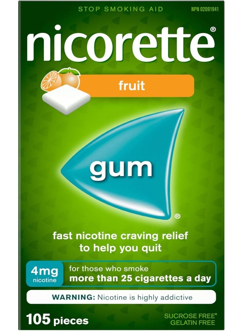 Nicorette Gum, Fresh Fruit, 4mg, 105 Count - Image 1