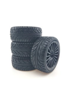 1/10 Level Running Racing Highway Street Running RV Wear-resistant Tire HSP Unlimited RC Remote Control Model Car Four Pack-Color:D5 + A Wheel Hub
