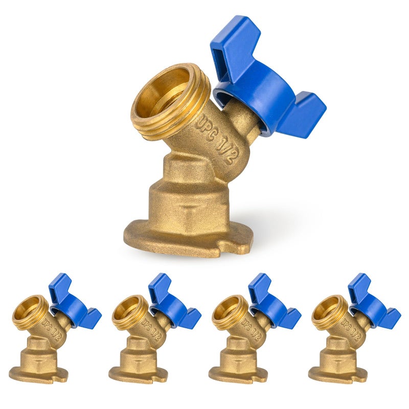 GUOFIS Pack of 5 GUOFIS Sillcock Hose Bibb Valve12 Inch FIP Inlet x 34 Inch MHT OutletOutdoor Faucet with Flange14 TurnSILLCOCK059 - Image 2